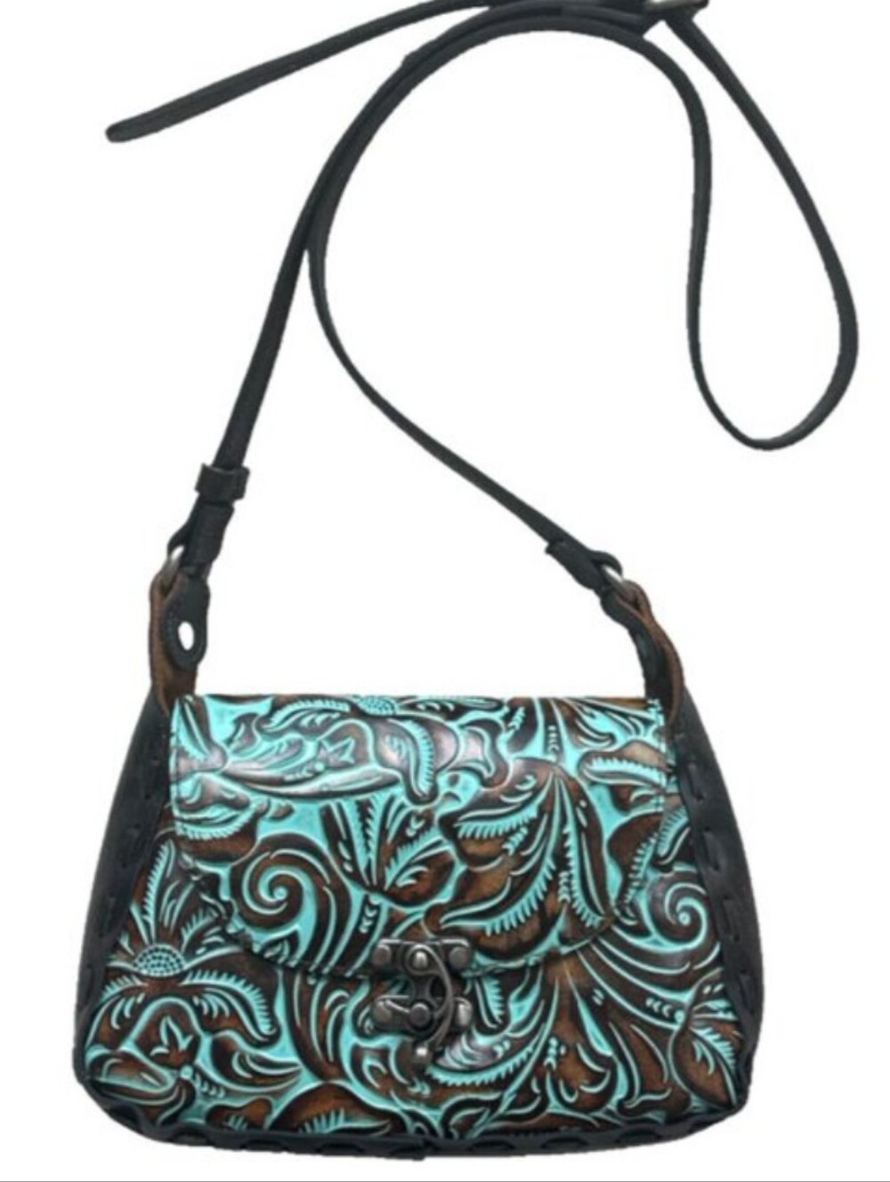 Patricia Nash Tooled Turquoise Collection Lucia Cross Body Western Artisanal Bag